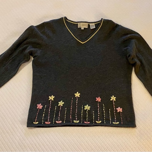 Anthropologie Cousin Johnny v-neck pullover, angora/cashmere blend (L) - Picture 1 of 7